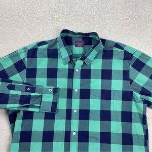 UNTUCKit Green and Blue Casual Button Down Shirt